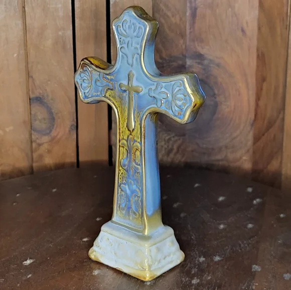 Gold and Gray Ceramic Cross - Picture 9 of 12